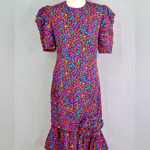 Rickie Freeman for Teri Jon 100% silk Saks fifth avenue multicolor puff dress 12